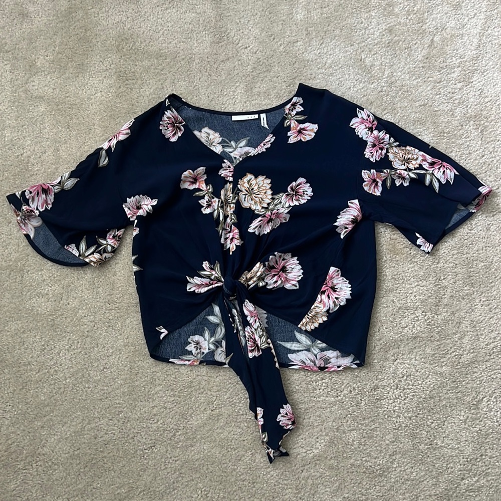 Navy blue floral top